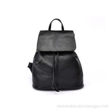 Black Top grain Pebble Fashion Leather Backpack for Men / W